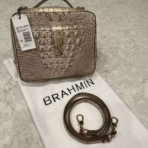 NWT Brahmin Evie Sugar Cane Melbourne Genuine Leather Crossbody Bag.
